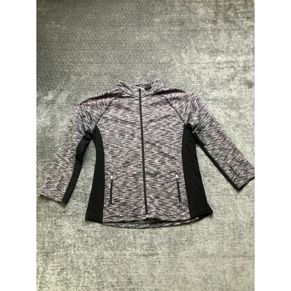 26 International Jacket Womens Medium Black Gray Space Dye Fleece Lined Full Zip